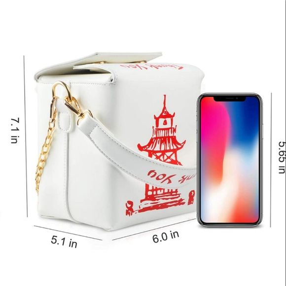 Chinese Takeout Box Purse with Comfortable Chain - Picture 5 of 6